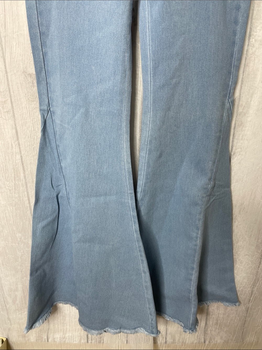 Three Bird Nest Light Blue Flare Pants. - Picture 3 of 8